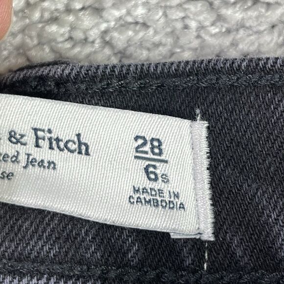 Abercrombie & Fitch Jeans Women’s 28X27 Black Straight Relaxed High Rise Cuffed - Picture 6 of 12